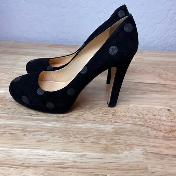 Kate Spade NY Heels Womens 9B Black Pumps Suede Shimmer Polka Dot Italy Made - Picture 4 of 11
